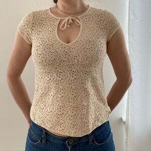 Banana Republic Babydoll Eyelet Lace Short Sleeve Top